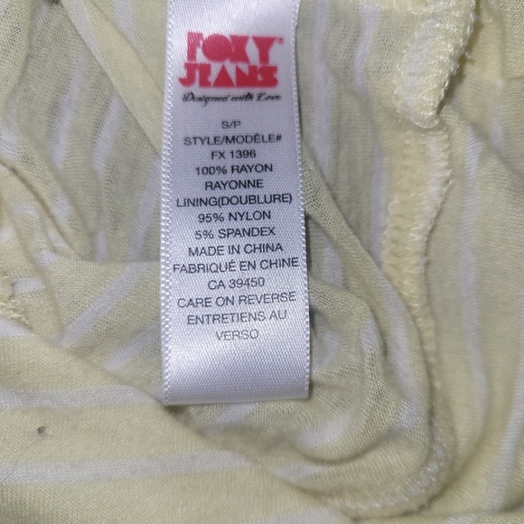 Foxy Jeans Pale Yellow and White Striped Short Sleeve Top S - Picture 8 of 10